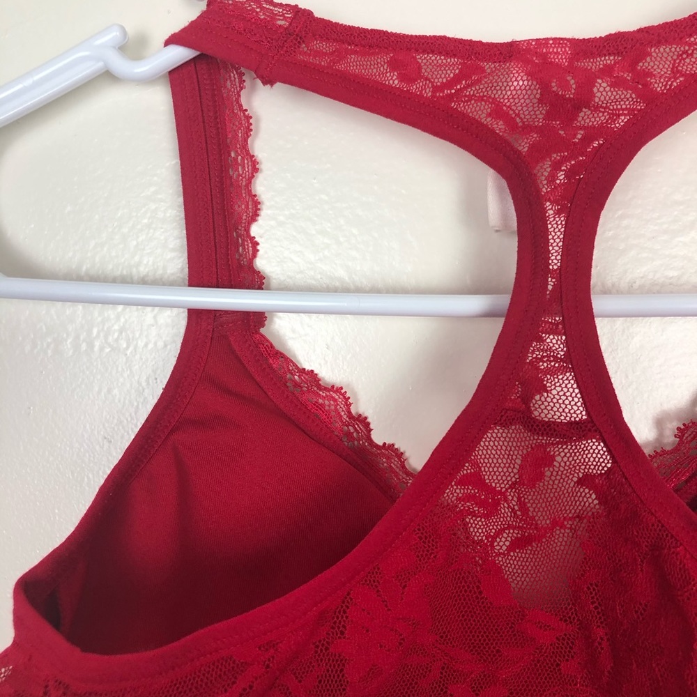 DKNY Red Floral Lace Padded Bralette - Picture 4 of 5